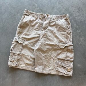 Beverly Hills Polo Club Mens Khaki Cargo Shorts Tan Cotton Size 34 BH-82